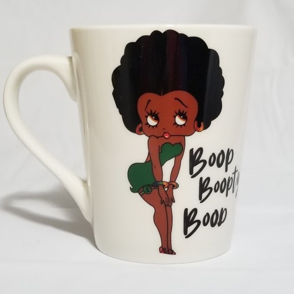 Afro Betty Boop with Green Dress on a Royal Norfolk Classic White Coffee Mug… - Picture 1 of 5